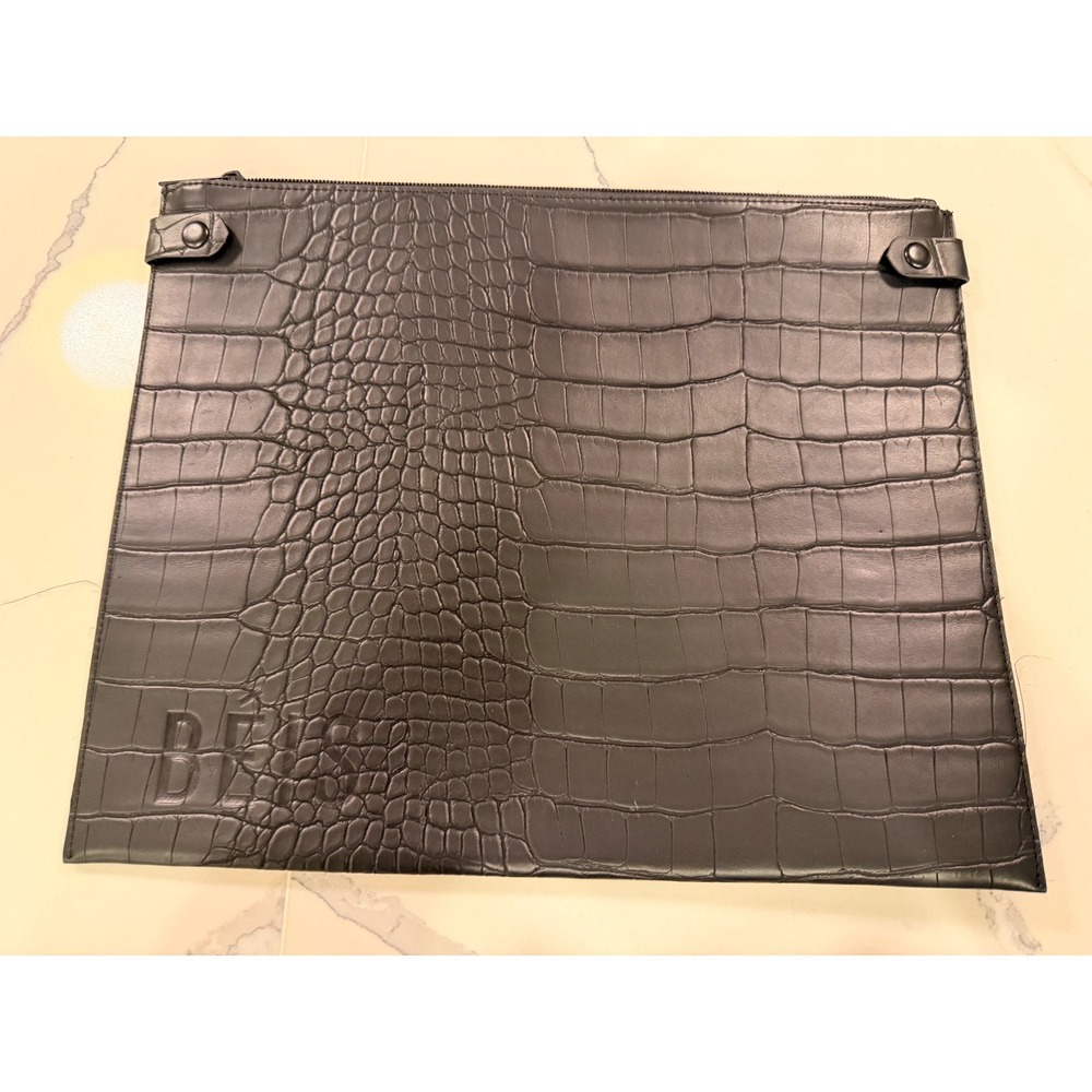 Béis Laptop Sleeve Faux Croc Black 13" Zip Pouch Rare Discontinued